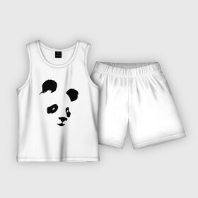 Детская пижама с шортами хлопок с принтом Прикольная милая панда в Тюмени,  |  | Тематика изображения на принте: bear | ears | eyes | muzzle | panda | глаза | медведь | мордочка | панда | уши