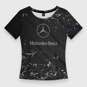 Женская футболка 3D Slim с принтом Mercedes Benz штрихи black в Тюмени,  |  | amg | mercedes | mercedesamg gt | sport | амг | мерседес | мерседесбенц амг | спорт