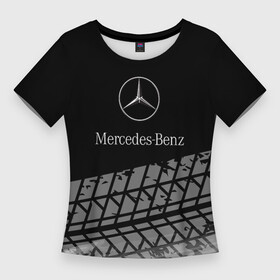 Женская футболка 3D Slim с принтом Mercedes Benz шины в Тюмени,  |  | amg | mercedes | mercedesamg gt | sport | амг | мерседес | мерседесбенц амг | спорт