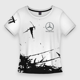 Женская футболка 3D Slim с принтом Mercedes текстура в Тюмени,  |  | amg | mercedes | mercedesamg gt | sport | амг | мерседес | мерседесбенц амг | спорт