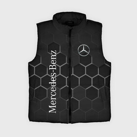 Женский жилет утепленный 3D с принтом Mercedes Benz black соты в Тюмени,  |  | amg | mercedes | mercedesamg gt | sport | амг | мерседес | мерседесбенц амг | спорт