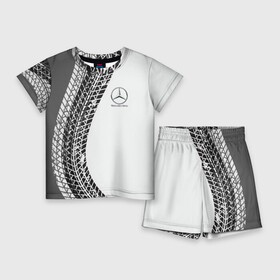 Детский костюм с шортами 3D с принтом Mercedes Benz дрифт в Тюмени,  |  | amg | mercedes | mercedesamg gt | sport | амг | мерседес | мерседесбенц амг | спорт