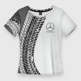 Женская футболка 3D Slim с принтом Mercedes Benz дрифт в Тюмени,  |  | amg | mercedes | mercedesamg gt | sport | амг | мерседес | мерседесбенц амг | спорт
