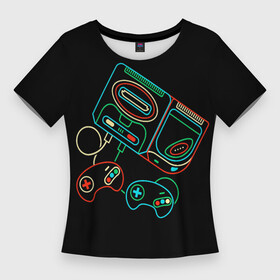 Женская футболка 3D Slim с принтом SEGA в Тюмени,  |  | 8bit | 8бит игры | dendy | retro games | sega dreamcast | sega mega drive | джостик сега | игровая приставка | приставка sega | ретро консоль | сега игры | сега консоль | сега мега драйв