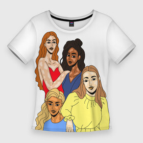 Женская футболка 3D Slim с принтом Четыре девушки разных национальностей с витилиго в Тюмени,  |  | Тематика изображения на принте: афроамериканка | боди позитив | витилиго | идуска | ирландка | кожа | красота | любовь | любовь к себе | мода | нежность | пигментация | подруги | русская | сильный пол | слабый | социальные проблемы