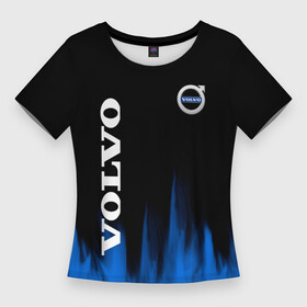Женская футболка 3D Slim с принтом Volvo синий огонь в Тюмени,  |  | auto | volvo | авто | автомобиль | бренд | вольво | марка | машины