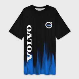 Платье-футболка 3D с принтом Volvo синий огонь в Тюмени,  |  | Тематика изображения на принте: auto | volvo | авто | автомобиль | бренд | вольво | марка | машины