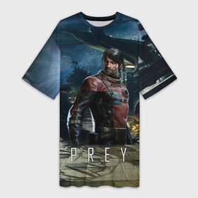 Платье-футболка 3D с принтом Prey game Прэй в Тюмени,  |  | horror | prey | space | космический корабль | космос | прей | прэй | страшная игра | ужастик | шутер