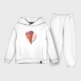 Детский костюм хлопок Oversize с принтом Вместе навсегда в Тюмени,  |  | art | heart | horn | ice cream | арт | любовь | мороженое | очки | рожок | сердечки | сердце