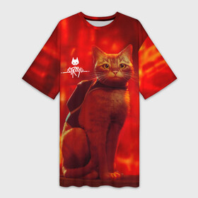 Платье-футболка 3D с принтом The Stray  Кот бродяга в огненных тонах в Тюмени,  |  | b 12 | cat | kitty | stray | б 12 | бродяга | бэ 12 | кот | стрей | стрэй