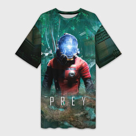 Платье-футболка 3D с принтом Prey (game) в Тюмени,  |  | horror | prey | space | космический корабль | космос | прей | прэй | страшная игра | ужастик | шутер