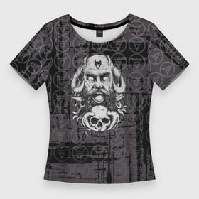 Женская футболка 3D Slim с принтом Боги Велес в Тюмени,  |  | боги | велес | обереги | скандинавские символы | языческие символы