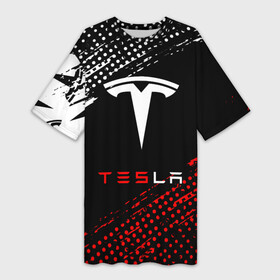 Платье-футболка 3D с принтом [Tesla]  Logo Pattern в Тюмени,  |  | elon mask | tesla | авто | автомобиль | илон | илон маск | маск | тесла