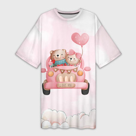 Платье-футболка 3D с принтом Влюбленные мишки на машине  Свадьба в Тюмени,  |  | 14 февраля | iloveyou | love | влюбленным | день влюбленных | люблю | люблютебя | любовь | милая | милота | милый | нежность | признанеивлюбвю | признание | сердечко | сердце