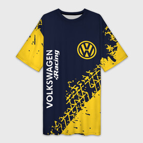 Платье-футболка 3D с принтом VOLKSWAGEN RACING  Следы Шин в Тюмени,  |  | auto | logo | moto | symbol | volkswagen | volkswagen racing | авто | автомобиль | гонки | знак | лого | логотип | логотипы | марка | машина | мото | символ | символы | следы | фольксваген | шины