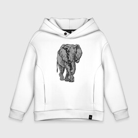 Детское худи Oversize хлопок с принтом Огромный могучий слон в Тюмени, френч-терри — 70% хлопок, 30% полиэстер. Мягкий теплый начес внутри —100% хлопок | боковые карманы, эластичные манжеты и нижняя кромка, капюшон на магнитной кнопке | ears | elephant | giant | tusks | бивни | гигант | слон | уши