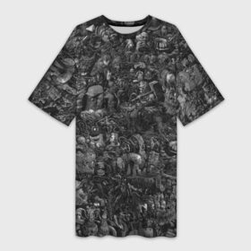 Платье-футболка 3D с принтом Elysium art в Тюмени,  |  | disco elysium | game | диско элизиум | игра | компьютерная игра | чёрно белая