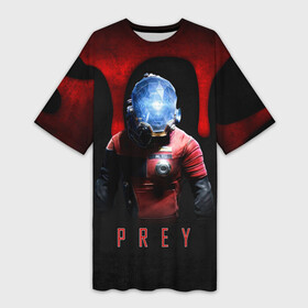 Платье-футболка 3D с принтом Prey dark blood в Тюмени,  |  | horror | prey | space | космический корабль | космос | прей | прэй | страшная игра | ужастик | шутер
