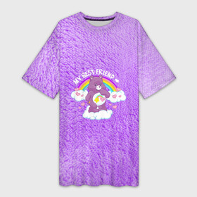 Платье-футболка 3D с принтом My best friend bear в Тюмени,  |  | Тематика изображения на принте: bear | kexibq lheu | my best friend | для подружек | медведь | медвежата | медвежонок | мех | мишка | мой лучший друг | парные для друзей | фиолетовый мех