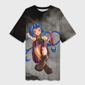 Платье-футболка 3D с принтом Jinx Arcane 2 by sexygirlsdraw в Тюмени,  |  | anime | arcane | art | cute | game | girl | league of legends | videogame | джинкс | лига легенд