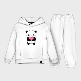 Детский костюм хлопок Oversize с принтом КАВАЙНЫЙ ПАНДА | KAWAII PANDA в Тюмени,  |  | bear | day | heart | kawaii | love | panda | romantic | valentine | valentines | амур | валентина | влюбленные | влюбленных | всех | день | кавай | любовь | медведь | милый | мишка | панда | романтика | романтичность | святого | сердечки