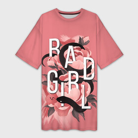 Платье-футболка 3D с принтом Bad Girl. Snake and flowers в Тюмени,  |  | 8 march | 8 марта | cool girl | feminism | flower | girl | woman | в подарок | весна | девочкам | девочке | женские | женщинам | женщине | март | праздник | фем | феминизм | цветочки | цветы
