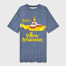 Платье-футболка 3D с принтом On a Yellow Submarine 3D в Тюмени,  |  | john lennon | lennon | the beatles | yellow submarine | битлз | битлы | джинса | джон леннон | леннон | лодка | подводная | подлодка
