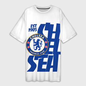 Платье-футболка 3D с принтом Chelsea est 1905 в Тюмени,  |  | champions | chelsea | football | london | soccer | uefa | world cup | лига чемпионов | лондон | форма | формы | футбол | челси