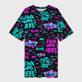 Платье-футболка 3D с принтом ARCANE Jinx pattern neon  Аркейн Джинкс паттерн неон в Тюмени,  |  | arcane | game | jinx | kda | league of legends | lol | neon | shark | акула | аркейн | граффити | джинкс | игра | кда | кислотный | лига легенд | лол | неон
