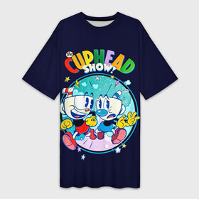 Платье-футболка 3D с принтом Cuphead Show  Шоу чашека в Тюмени,  |  | cuphead | cuphead show | капхед | капхед и магмен | капхед шоу | кружек | магмен | чашек | шоу капхед | шоу чашека | шоу чашечка | шоу чашка