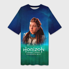 Платье-футболка 3D с принтом Horizon Forbidden West Sky в Тюмени,  |  | aloy | horizon | horizon forbidden west | horizon zero dawn | харайзон | хорайзон | элой
