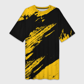 Платье-футболка 3D с принтом BLACK AND YELLOW GRUNGE  ГРАНЖ в Тюмени,  |  | abstract | black and yellow grunge | grunge | texture | абстракция | грандж | гранж | текстура