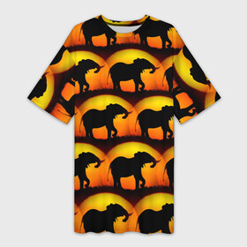 Платье-футболка 3D с принтом Силуэт слона паттерн в Тюмени,  |  | африка | паттерн | силут | слон | слоник | слоны