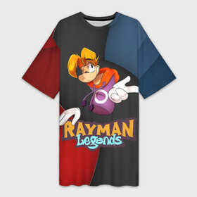 Платье-футболка 3D с принтом Rayman на абстрактном фоне в Тюмени,  |  | globox | rayman | rayman legends | глобокс | реймен | рэйман | рэймэн | человечек