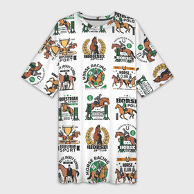 Платье-футболка 3D с принтом Конный спорт  Паттерн в Тюмени,  |  | equestrian sports | patern | pattern | верховая езда | вестерн спорта | вольтижировка | выездка | драйвинг | конкур | конные пробеги | конный спорт | коный спорт | патерн | паттерн | скачки