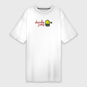 Платье-футболка хлопок с принтом Doodle Jump classic в Тюмени,  |  | doodle | doodle jump | game | jump | видеоигра | дудлик | игра | игры | каракуля | мобилка | мобильная игра | платформер