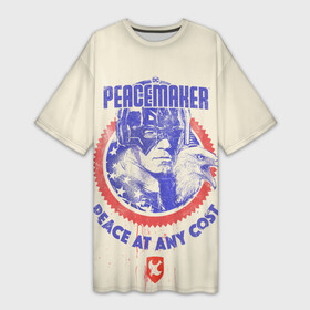 Платье-футболка 3D с принтом Peacemaker. Мир любой ценой в Тюмени,  |  | dc | peace | peacemaker | джон сина | кристофер смит | мир | миротворец | орел | орлик | пацифист | суперзлодей