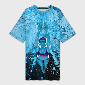 Платье-футболка 3D с принтом Спортивное плавание  Голубая вода в Тюмени,  |  | float | oceanic | sail | sea | swim | swimmer | water | waters | world ocean | акватория | вода | выплывать | выплыть | купаться | мировой океан | море | морской | океан | океанический | океанский | переплы | переплывать | плавать