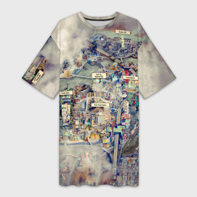Платье-футболка 3D с принтом Fallout  city в Тюмени,  |  | city | disaster | fallout | map | postapocalyptic | roleplaying game | usa after a nuclear war | город | карта | катастрофа | постапокалиптическая | ролевая компьютерная игра | сша после ядерной войны | фоллаут