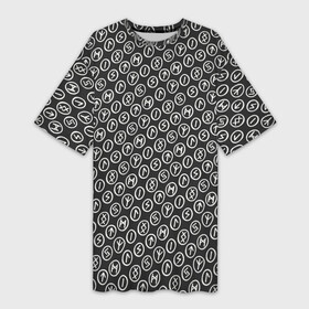 Платье-футболка 3D с принтом Рунический алфавит  паттерн в Тюмени,  |  | patern | pattern | runes | велес | древние знаки | знак рода | знаки | иероглифы | коловрат | одал | одал руна | патерн | паттерн | паутина вирд | перунова сила | рунический алфавит | руны | русь | сварожич