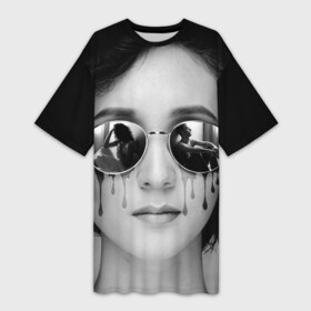 Платье-футболка 3D с принтом грусть  разлука в Тюмени,  |  | грусть | девушка | любовь | ониона | очки | пара | разлука | слезы