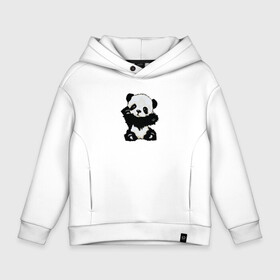 Детское худи Oversize хлопок с принтом Cute Baby Panda в Тюмени, френч-терри — 70% хлопок, 30% полиэстер. Мягкий теплый начес внутри —100% хлопок | боковые карманы, эластичные манжеты и нижняя кромка, капюшон на магнитной кнопке | Тематика изображения на принте: детский | лапочка | милый | мимими | панда | ребенок | хороший