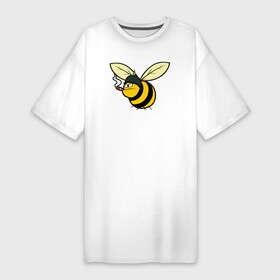 Платье-футболка хлопок с принтом Пчелка в каске с сигарой в Тюмени,  |  | bee | каска | пчела | пчелка