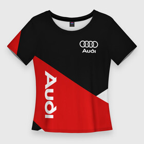 Женская футболка 3D Slim с принтом Audi Ауди Черный Красный Белый в Тюмени,  |  | audi | auto | quattro | авто | автомобиль | ауди | кватро | куатро | марка | машина