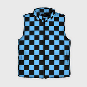 Женский жилет утепленный 3D с принтом Шахматная доска   Синяя в Тюмени,  |  | в клетку | квадрат | квадратики | синий | шахматный принт | шахматы | шашки