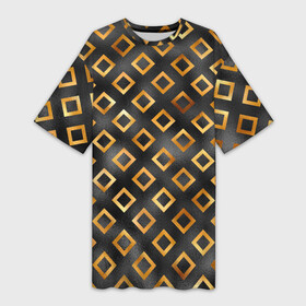 Платье-футболка 3D с принтом Ромбы золотого цвета в Тюмени,  |  | Тематика изображения на принте: абстракция | золото | квадраты | ромб | ромбики | ромбы