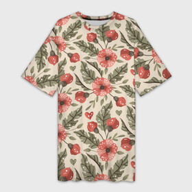 Платье-футболка 3D с принтом Ретро цветы в Тюмени,  |  | flowers | классика | паттерн | цветочки | цветы