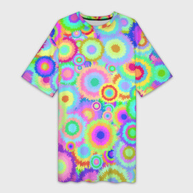 Платье-футболка 3D с принтом Disco Tie Dye в Тюмени,  |  | tie diy | tiedye | абстракция | диско | паттерн | психоделика | психоделический | тай дай