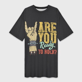 Платье-футболка 3D с принтом Are you ready to rock в Тюмени,  |  | dead kennedys | exploited | fpg | garage rock | heavy metal | punks not dead | thrash me | анархия | гражданская оборона | ирокез | король и шут | металл | наив | панк рок | пурген | рок музыка | рокер | рокнролл | сектор газа | тараканы | т