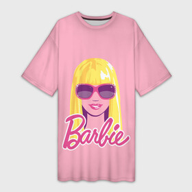 Платье-футболка 3D с принтом Barbie Sunglasses в Тюмени,  |  | Тематика изображения на принте: barbara | barbie | beauty | doll | girl | idol | perfect | pink | pop | toy | usa | woman | барбара | барби | девушка | игрушка | кукла | попидол | розовый | силуэт | сша